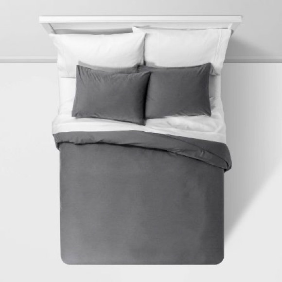 Room Essentials Other - Dark Gray Full/Queen Easy-Care Duvet Cover & Sham Set